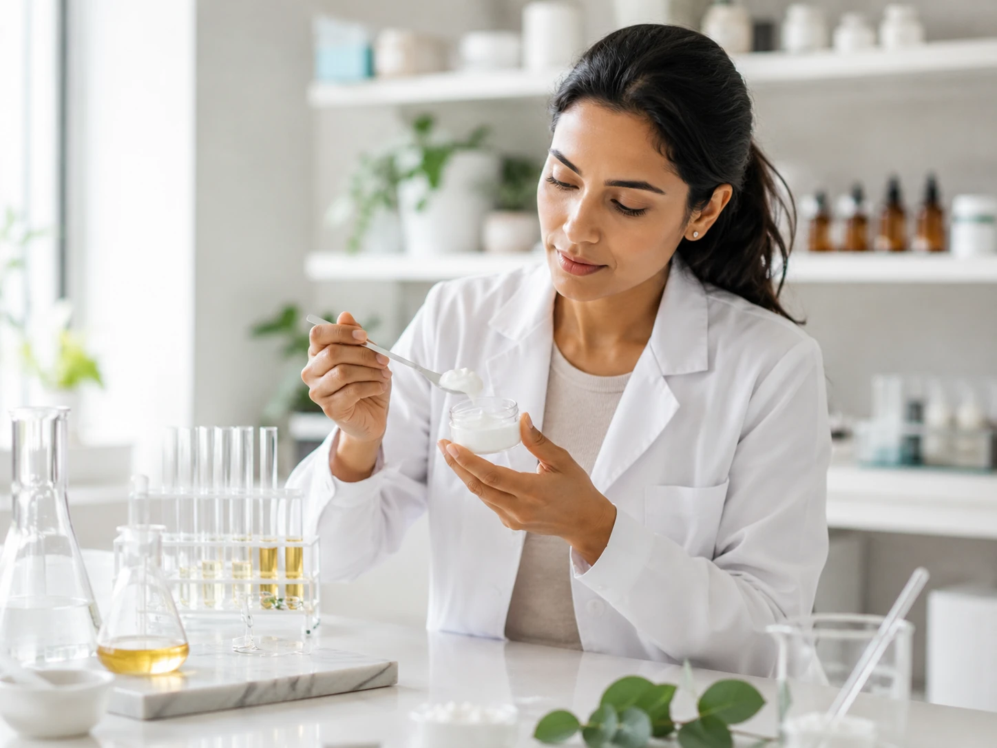 Laboratorio cosmético con enfoque botánico